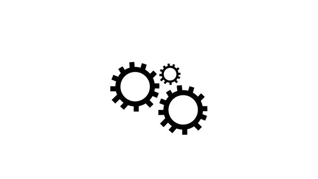 Abstract beautiful turning Black Gears Border Big And Small animation. Technology cog wheel and setting icon white color black background 4K video animation.