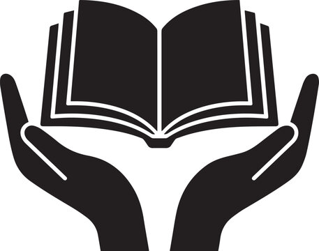 Cupping Hands Open Book Knowledge Support Vector Icon