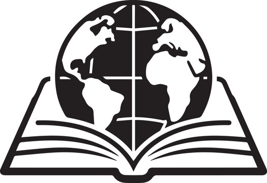 Globe Open Book Global Education Vector Icon