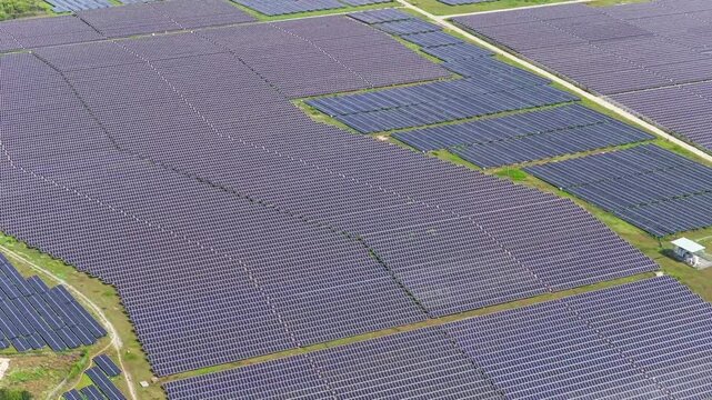 Aerial drone view of Dam Nai Solar Farm in Khanh Hoa Vietnam Renewable Energy