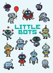 Naklejka premium Little Bots Powered By Kindness Curiosity And Friendship