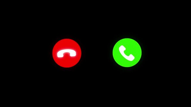 Incoming Call Accept and Decline Button Animation Incoming call screen interface with accept and decline buttons on black background.