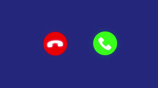 Incoming Call Accept and Decline Button Animation . animation with accept and decline option for smartphone UI and digital on Blue Background 4K