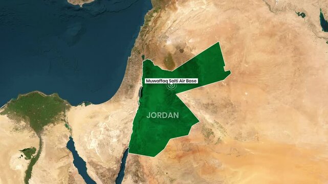 Jordan Map Zooming In Highlighting Muwaffaq Salti Air Base Location