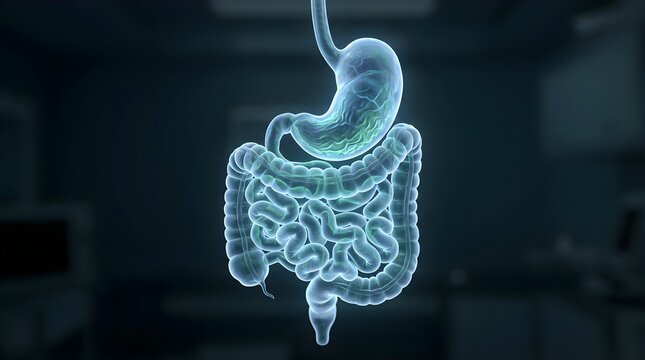 Human digestive system anatomy 3D rendered for medical study and education