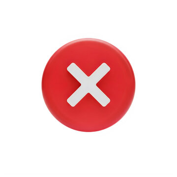 3D Red Delete Icon White X Mark Rendered Reject Button Error