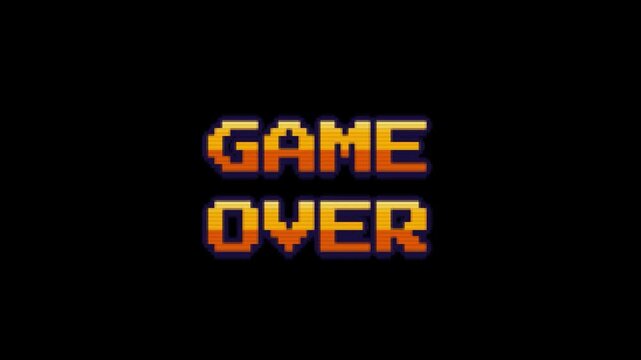 Nostalgic Arcade Game Over Screen for Retro Gaming Content with Analog Glitch Distortion 4k video