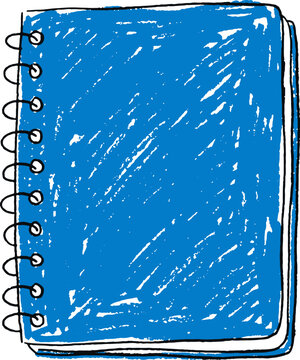 Hand Drawn Blue Spiral Notebook Sketch Illustration