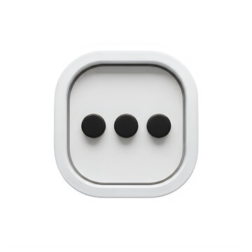 3D White Ellipsis Icon More Options Menu Button Minimal Render