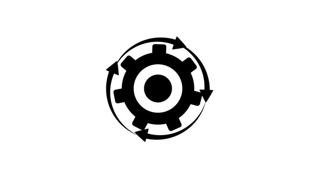 Animated setting line icon. Spinning gears animation. Setting cogwheel. Configuration tool. Operating system. Loop .setting with arrow rotate .