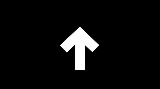 Up arrow animation on green background. direction arrow icon motion. Up arrow isolated. swipe up pointing video footage-4k black background icon animation
