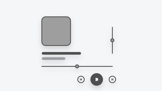 Minimalist Music Player UI Interface Animation with Essential Controls, Moving Timeline and Sound Indicator, Simple and Intuitive Layout for Managing Audio Tracks and Media Content