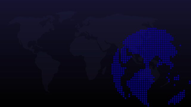 Digital Earth globe rotating animation, News background seamless loop, breaking news studio background, News background with world map earth globe animation concept