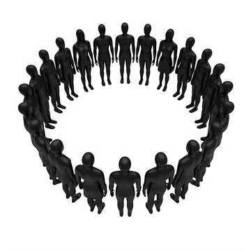 Anonymous black circle group unity meeting concept