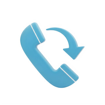 Blue 3D Callback Icon Telephone Return Call Symbol