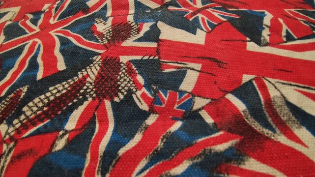 Union Jack Flag Pattern Background Close Up Abstract.