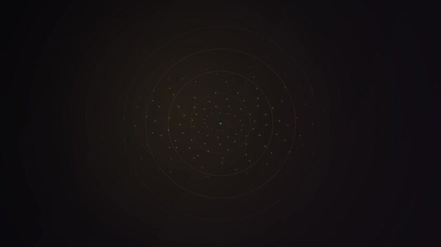 Abstract minimalist dark background featuring a subtle golden circular geometric pattern of fine particles arranged in elegant concentric rings