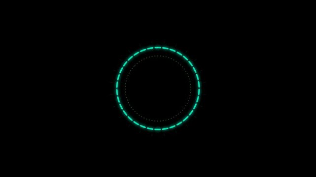 Abstract Glowing Cyan Neon Circle Graphic Element Featuring A Modern Dotted Circular Frame Design Isolated On A Solid Black Background