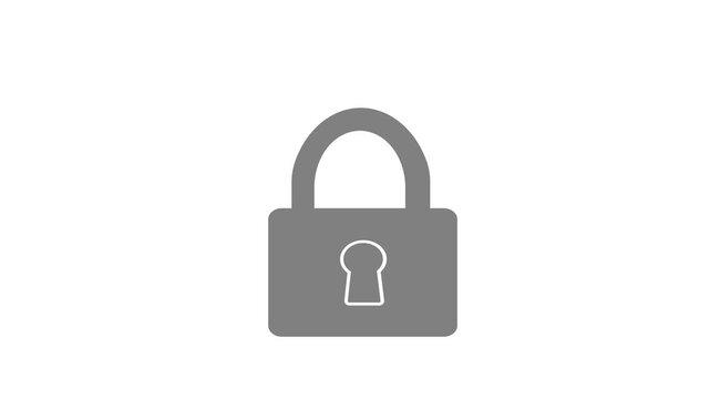 The shackle of the padlock then moves upward and swivels open to reveal an unlocked state. After a brief pause, the shackle snaps back down into the locked position.