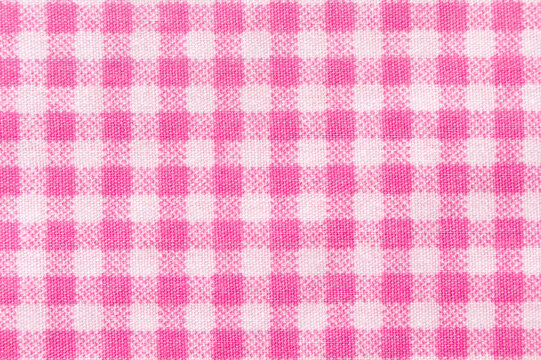 Pink gingham pattern, close up texture