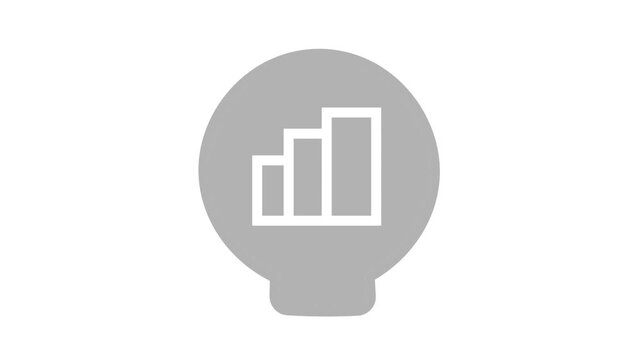 The video shows a static, non-animated 2D vector icon featuring a bar chart set inside a circular lightbulb graphic.