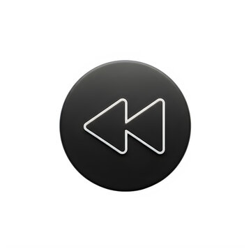 Dark 3D Rewind Button Media Player UI Interface Icon