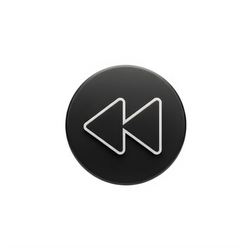Dark Rewind Button Icon 3D Design Previous Track Fast Backward Media Player