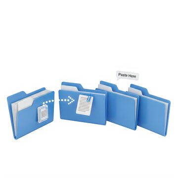 Data Migration Workflow File Transfer Copy Paste Concept 3D