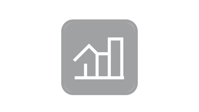 The video shows a static, 2D icon of a bar chart with an upward-trending arrow placed inside a rounded square container.