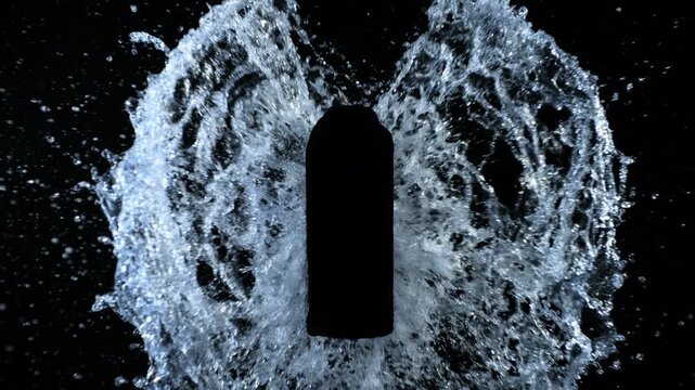 Super Slow Motion Shot of Water Splash with Place for Your Product at 1000fps.
