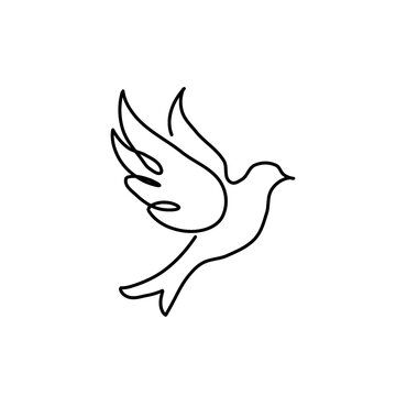 Flying Bird Dove Continuous Line Art Vector Illustration Freedom Concept Icon