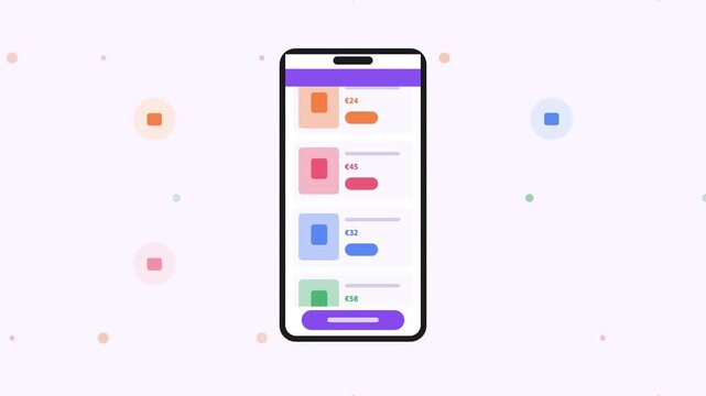 Purpl Mobile Shopping App Store Purchase Flat Design Loop