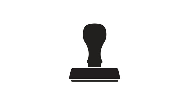 Black rubber stamp with handle isolated on transparent background for printing and office use