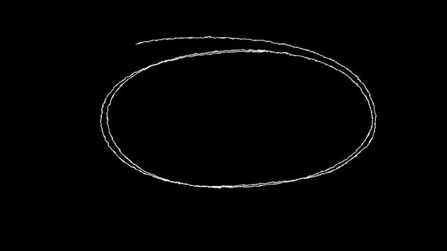 hand drawing circles animation on black background. 4k video animation, Hand drawn circle in red marker animation. Hand drawn circle in red marker. red circle highlighter scribble animation.