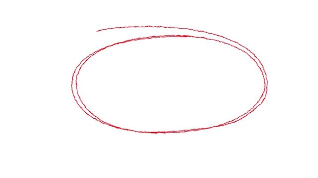 hand drawing circles animation on black background. 4k video animation, Hand drawn circle in red marker animation. Hand drawn circle in red marker. red circle highlighter scribble animation.