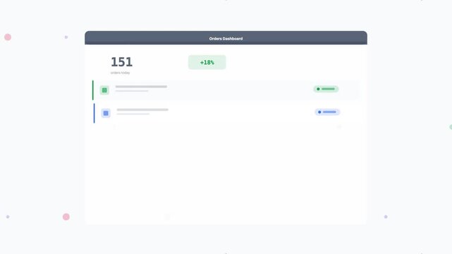 Slate Orders Dashboard Sales Analytics Flat Design Loop