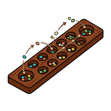 Asian Sports Games Vector Traditional Mancala Congklak Board Game