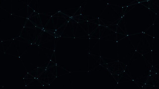 Abstract network connection web with glowing dots and light lines in dark space