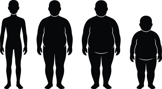 Human body shape silhouettes vector set