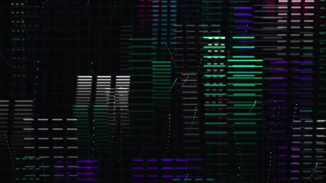 Abstract data processing with flickering colorful horizontal digital