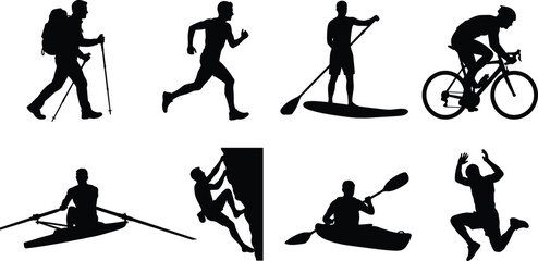 Outdoor sports silhouettes vector set © Taslima