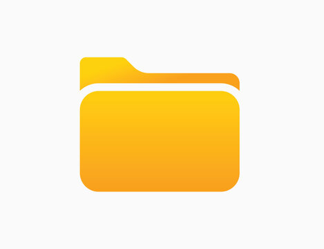 Folder icon. Yellow document directory symbol. file management, storage, data archive, and organization. Digital storage concept
