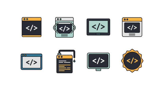 Programming and web development code icon collection