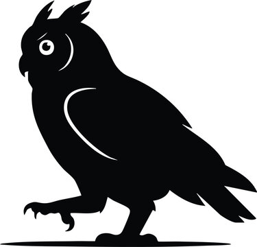 Majestic Owl Silhouette Collection Black Vector Bird of Prey Isolated on White Background