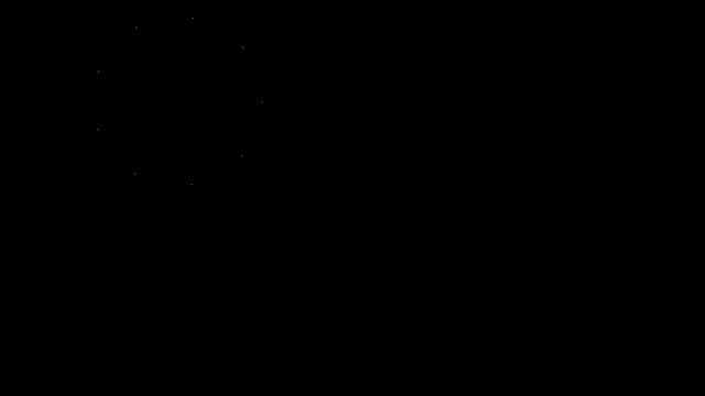 Circle fireworks burst animation, cartoon firework animation, glowing ellipse blast with shiny pop-up explosion effect, line explotion on 4K black screen background