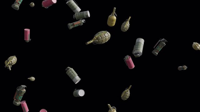 Grenades Fall with Alpha Channel