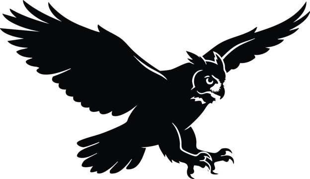 Majestic Owl Silhouette Collection Black Vector Bird of Prey Isolated on White Background