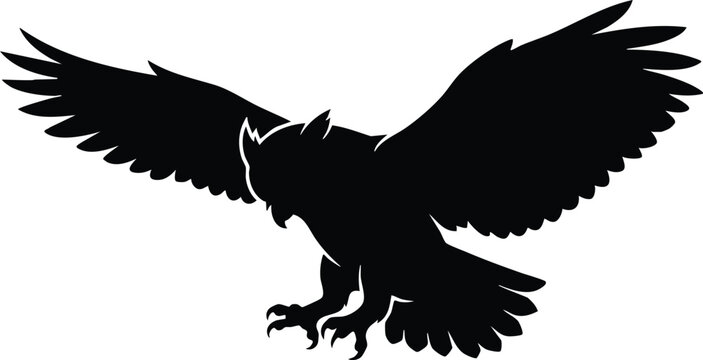 Majestic Owl Silhouette Collection Black Vector Bird of Prey Isolated on White Background