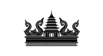 Obraz premium Traditional Asian Temple Emblem with Naga Serpents