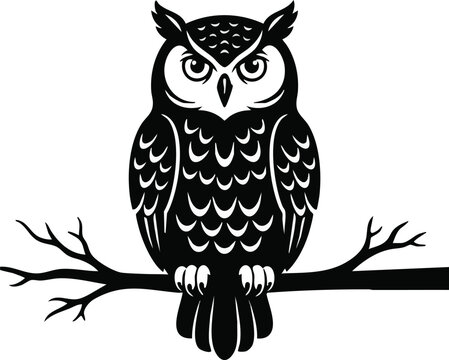 Majestic Owl Silhouette Collection Black Vector Bird of Prey Isolated on White Background